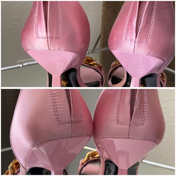 New Versace Crystal Chain High-Heel Sandals Pink 37 $1,725 - Picture 12 of 16